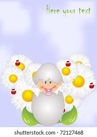 vector template for baby arrival greeting card with beautiful floral background
