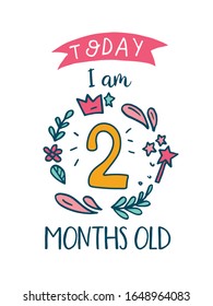 Vector template Baby Milestone cards. Concept in doodle hand drawn style. It can be used for Photo Props and Baby Milestone Cards.
