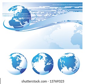 Vector template background with a globe