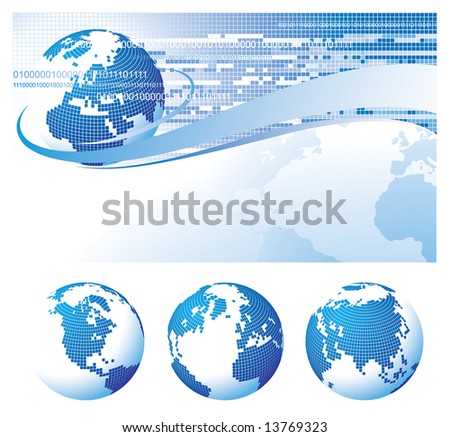 Vector template background with a globe