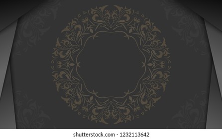 Vector template background with round ornament elements with gold color isolated in dark color background with backdrop papercut. Mandala art template background for decorative banner, cover, and card