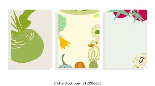 vector template background set with  flat  root vegetable, tomatoes, zucchini  