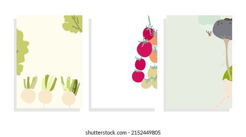 vector template background set with root vegetable,tomatoes  flat 