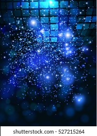 Vector template background with sparkles glitter and disco ball for parties.