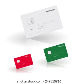Vector template bank payment card with shadow and reflection