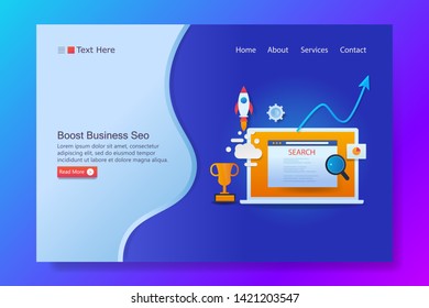 Vector template banner - Business Seo, Seo analysis, Digital business, - illustration with icons and texts