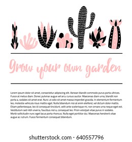 vector template of a banner with cacti and text