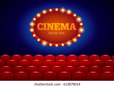 Vector template banner. Movie cinema premiere poster design.