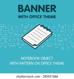 Vector template for banner with office theme