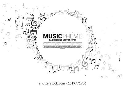 Vector template banner and poster music melody note dancing flow . Concept background for song and concert theme.