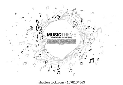 Vector template banner and poster music melody note dancing flow . Concept background for song and concert theme.