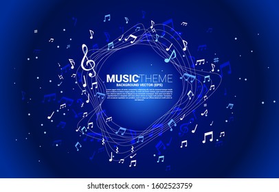 Vector template banner and poster music melody note dancing flow . Concept background for song and concert theme.