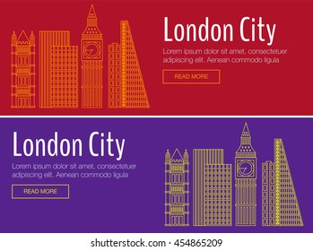 Vector template banner for website header, advertisement. Vector flat city for banner, illustration, background. Flat city for presentations, banner. Hackathon, workshop, seminar, lecture in London