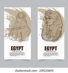 Vector template banners. Hand drawn illustrations of Egypt. abstract background