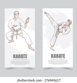 Vector template banners. illustrations of Karate.