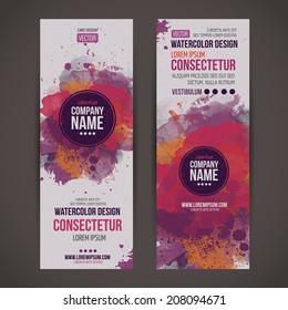 Vector template banners with watercolor paint abstract background