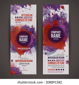 Vector template banners with watercolor paint abstract background