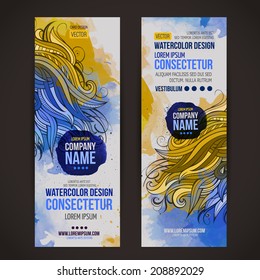 Vector template banners with watercolor paint abstract background