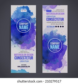 Vector template banners with watercolor paint abstract background