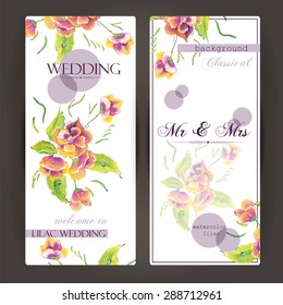 Vector template banners with watercolor wedding invitation. Wedding floral template collection.Wedding invitation.Flower wedding invitation card, save the date card. Wedding invitation banner.