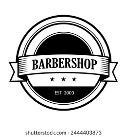 Vector template for barbershop logo in retro style