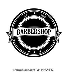 Vector template for barbershop logo in retro style