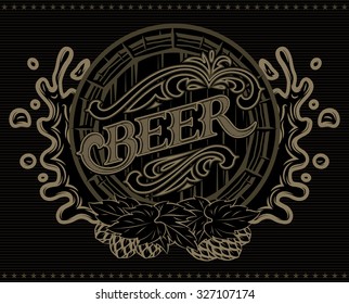 vector template with a barrel of beer advertising poster menu