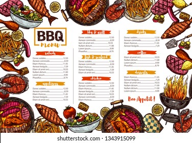 Bbq Restaurant Food Menu Design Barbecue Stock Vector (Royalty Free ...