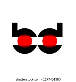 Vector Template of BD Logo Design with a red circle