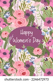 Vector template with beautiful flowers. Design concept for International Women s Day and other use