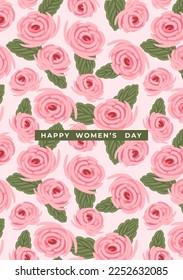 Vector template with beautiful flowers. Design concept for International Women s Day and other use