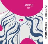 Vector template for beauty salon design. Beautiful woman in pink hat. Abstract female background. Fashion girl with long hair