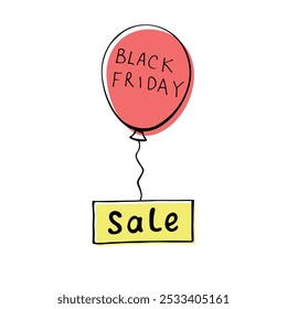 Modelo de vetor para banner ou cartaz na web de sexta-feira preta. Desenho desenhado à mão ilustração de ícones de venda e desconto. Compras on-line