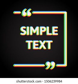 Vector template blank 80s synthwave neon quote. Speech box with bracket. Empty frame for messages. Retrowave card template information text message. Quote text form. Future background for motivation.