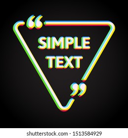 Vector template blank 80s synthwave neon quote. Speech box with bracket. Empty frame for messages. Retrowave card template information text message. Quote text form. Future background for motivation.