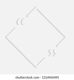Vector template blank abstract quote. Speech box with bracket. Empty frame for messages. Business card template information text message. Quote text form. Background for motivation inspiration.