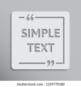 Vector template blank abstract quote. Speech box with bracket. Empty frame for messages. Business card template information text message. Quote text form. Background for motivation inspiration.