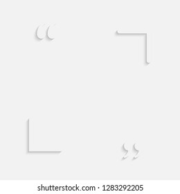 Vector template blank abstract quote. Speech box with bracket. Empty frame for messages. Business card template information text message. Quote text form. Background for motivation inspiration.