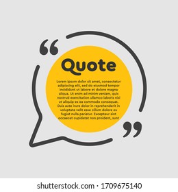 Vector template blank circle bubble. Speech box with bracket. Empty frame for messages. Business card template information text message. Quote text form. Background for motivation inspiration.