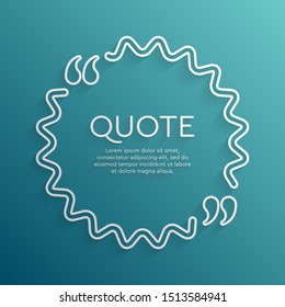 Vector template blank circle quote. Speech box with bracket. Empty frame for messages. Business card template information text message. Quote text form. Background for motivation inspiration.