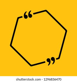 Vector template blank hexagon quote. Speech box with bracket. Empty hex frame for messages. Business card template information text message. Quote text form. Background for motivation inspiration.