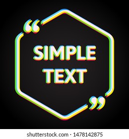 Vector template blank hexagon quote. Speech box with bracket. Empty frame for messages. Business card template information text message. Quote text form. Background for motivation inspiration.
