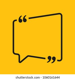 Vector template blank rectangle quote. Speech box with bracket. Empty frame for messages. Business card template information text message. Quote text form. Background for motivation inspiration.