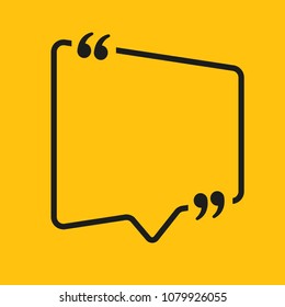 Vector template blank rectangle quote. Speech box with bracket. Empty frame for messages. Business card template information text message. Quote text form. Background for motivation inspiration.