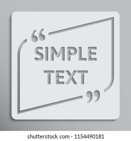 Vector template blank rectangle quote. Speech box with bracket. Empty frame for messages. Business card template information text message. Quote text form. Background for motivation inspiration.