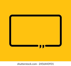 Vector template blank rectangle quote. Speech box with bracket. Empty frame for messages.