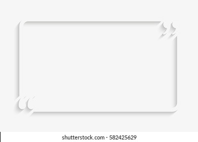 Vector template blank rectangle quote. Speech box with bracket. Empty frame for messages. Business card template information text message. Quote text form. Background for motivation inspiration.