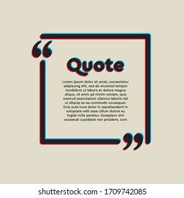 Vector template blank square bubble. Speech box with bracket. Empty frame for messages. Business card template information text message. Quote text form. Background for motivation inspiration.