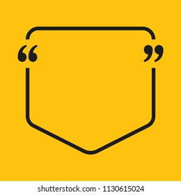 Vector template blank square quote. Speech box with bracket. Empty frame for messages. Business card template information text message. Quote text form. Background for motivation inspiration.
