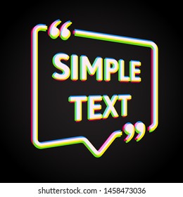 Vector template blank square quote. Speech box with bracket. Empty frame for messages. Business card template information text message. Quote text form. Background for motivation inspiration.